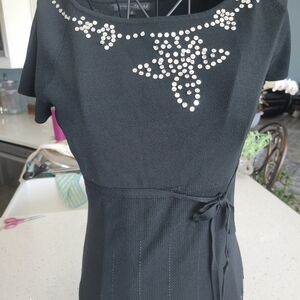 Chic Black Top with Rhinestone Accents